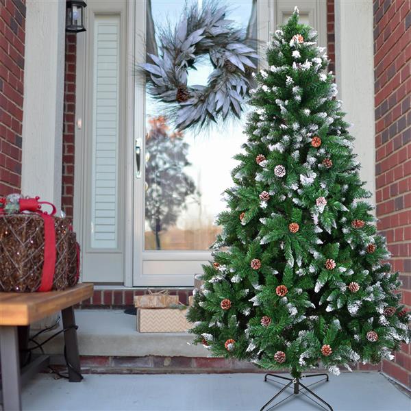 7ft Pvc Pointed White Spray Pine Cone Christmas Tree 1400 Branches