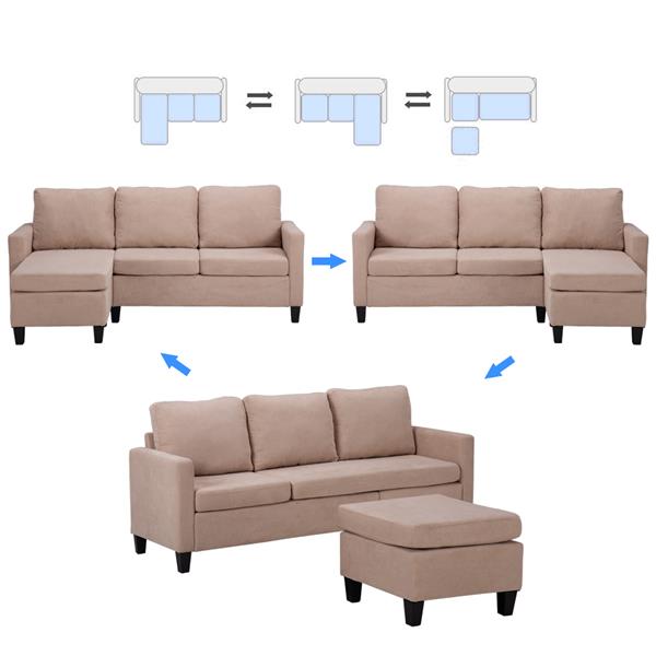 Double Chaise Longue Combination Sofa Beige (196x68x80)