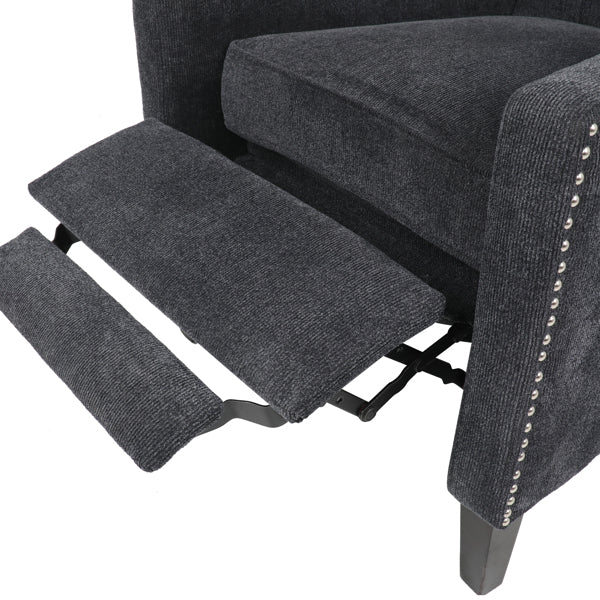 Classic Style Manual Recliner With Nailhead Trim Adjustable Chenille-Dark Gray