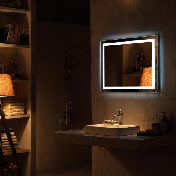Square Touch LED Bathroom Mirror Silver