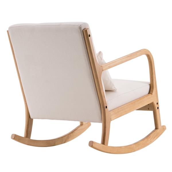 Rocking Chair Fabric Oak Sofa Beige(66x68x75cm)