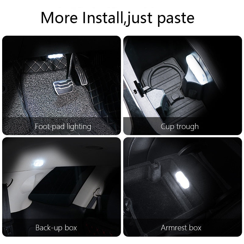1 pcs Car LED Touch Lights for Door Foot Trunk Storage Box USB Charging