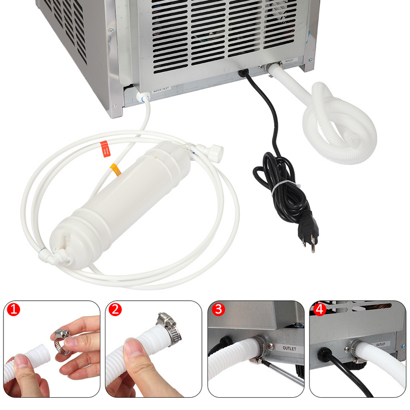Colilove 120V 240W 110lbs/50kg/24h Ice Maker Stainless Steel Transparent Frosted Lid/Display/4*9 Aluminum Ice Tray Commercial Silver  Ice cube making machines