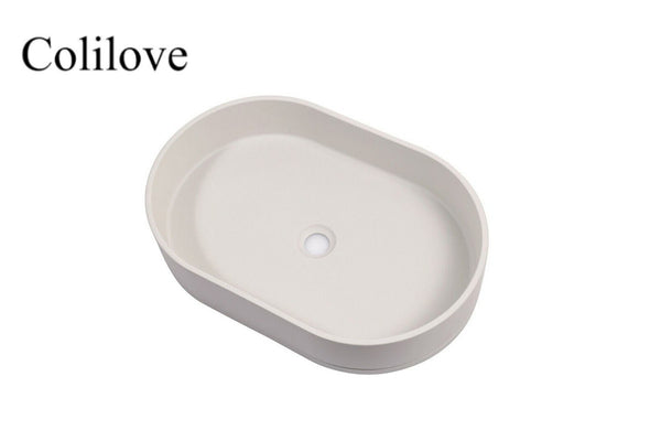 Colilove Ultra Modern Concrete Cement Wash Basin Counter Top Matte White Oval Basin Hand basins being parts of sanitary installations