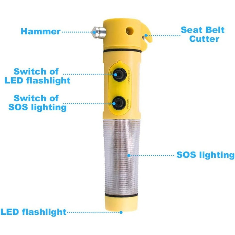 Colilove  Flashlights Yellow Multi-functional car safety hammer with Flashlight