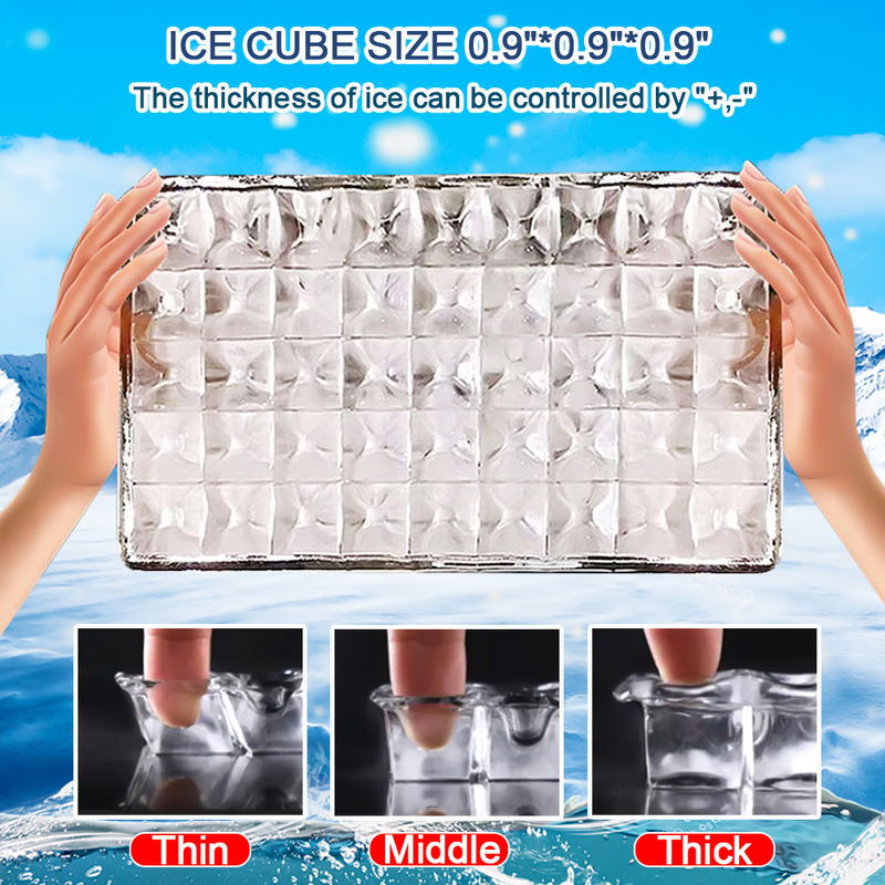 Colilove 120V 240W 110lbs/50kg/24h Ice Maker Stainless Steel Transparent Frosted Lid/Display/4*9 Aluminum Ice Tray Commercial Silver  Ice cube making machines
