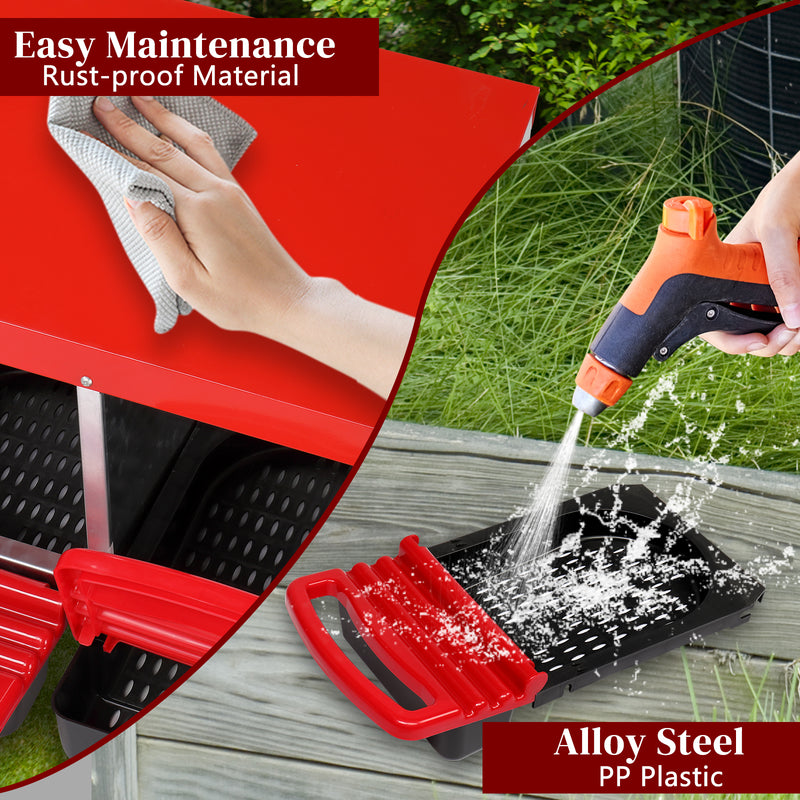 3 Compartment Roll Out Chicken Nesting Box with Plastic Basket, Egg Nest Box Chicken Laying Box Hens Chicken Coop Box, Red