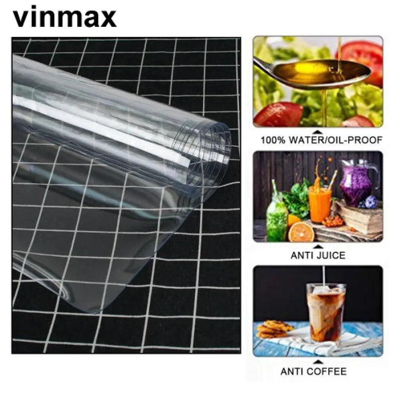 71 X 45 Inch Clear Table Protector Tablemats Pvc Cover 1.5Mm Thick Pads For Kitchen Dining Room