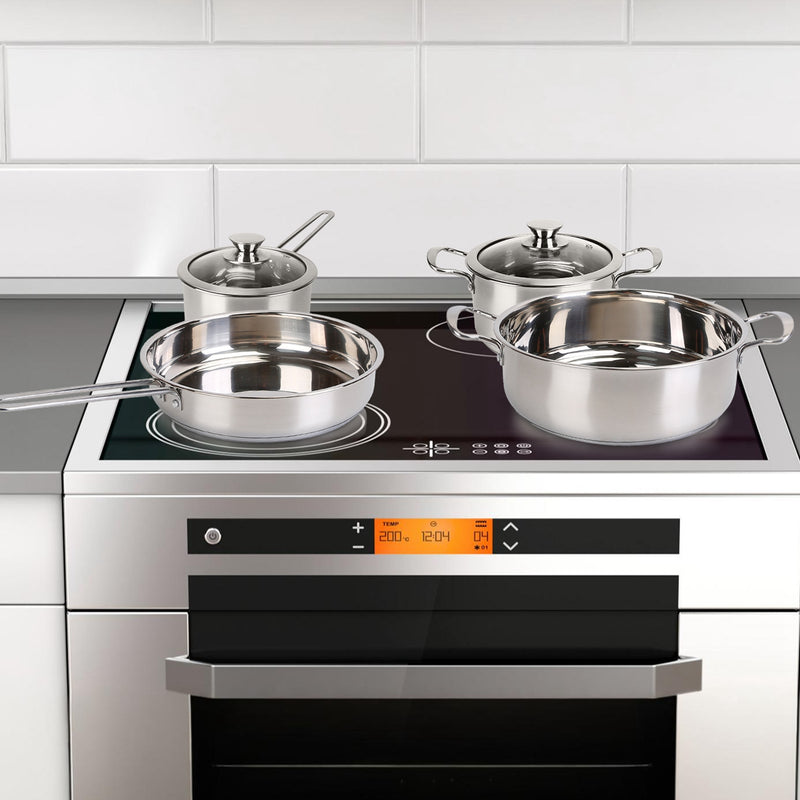 Colilove Stainless Steel Cookware Set Fast Even Heat Induction Pots Pans Set Dishwasher Safe with 2.7/3.7 Quart Stockpot 2 Quart Saucepan 9.17in Frying Pan Electric frying pans