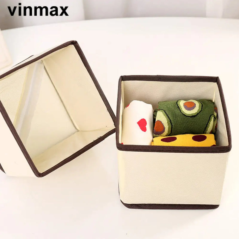 Vinmax Lidless Fabric Boxes For Storing Greeting Cards Drawer Arrangement Storage Box Six-Piece Set