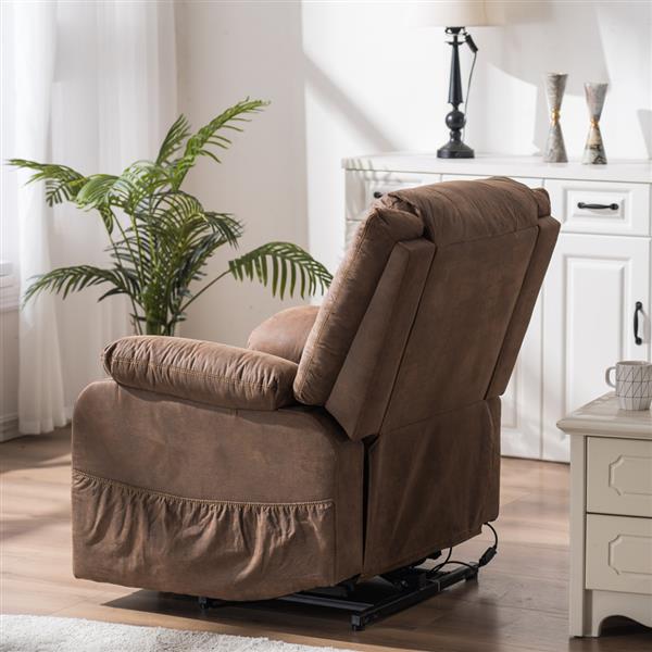 Type C electric lift function chair with massage brown PU combination