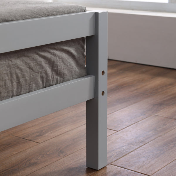 Vertical Board Bed Head Horizontal Bar Bed End Solid Wood Bed Grey 4FT6