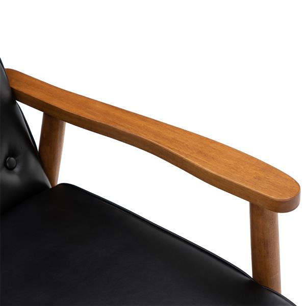 Retro Modern Wooden Single Sofa Chair Black PU