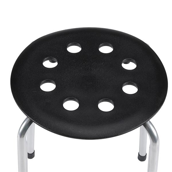 5-Piece Stackable Round Stool Black Silver