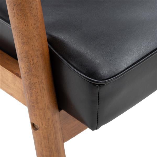 Retro Modern Wooden Single Sofa Chair Black PU