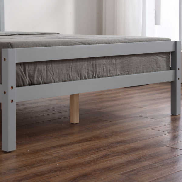 Vertical Board Bed Head Horizontal Bar Bed End Solid Wood Bed Grey 4FT6
