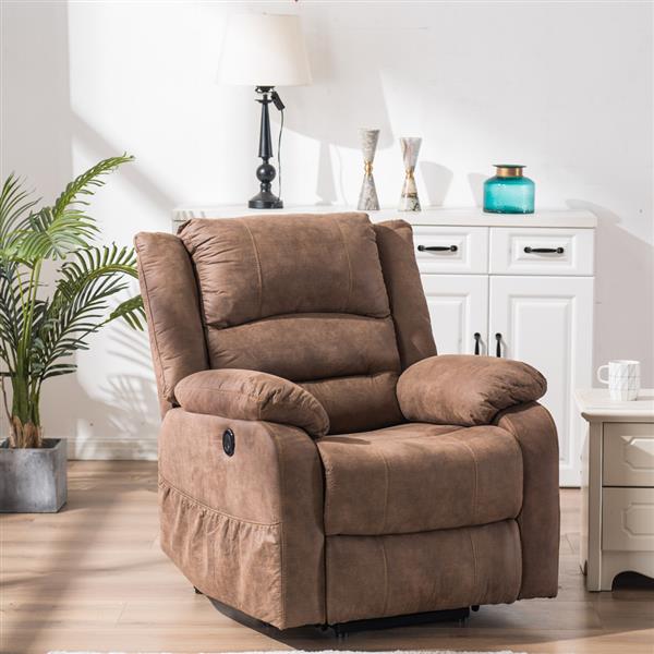 Type C electric lift function chair with massage brown PU combination