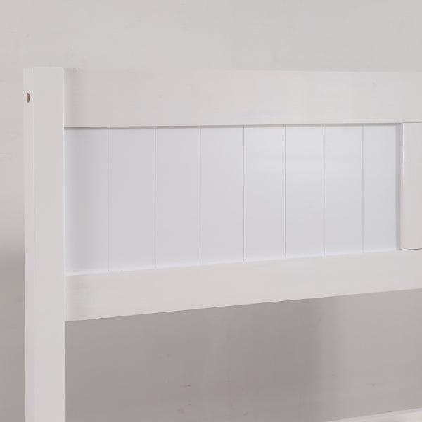 Vertical Board Bed Head Horizontal Bar Bed End Solid Wood Bed White 4FT6