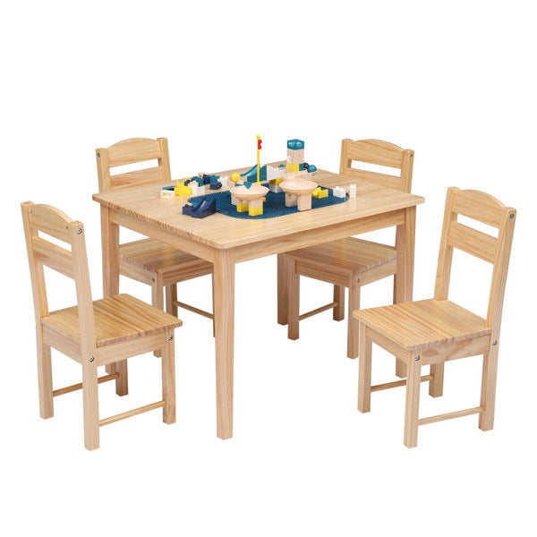 5pcs/set Kids Wooden Pine Table Desk And Chair Set