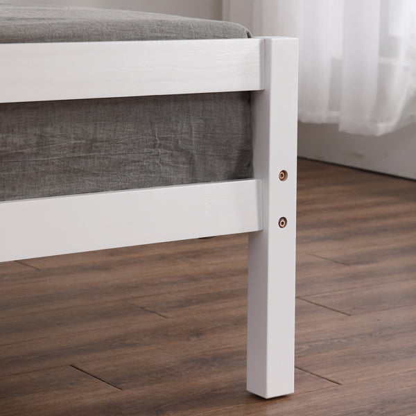 Vertical Board Bed Head Horizontal Bar Bed End Solid Wood Bed White 4FT6