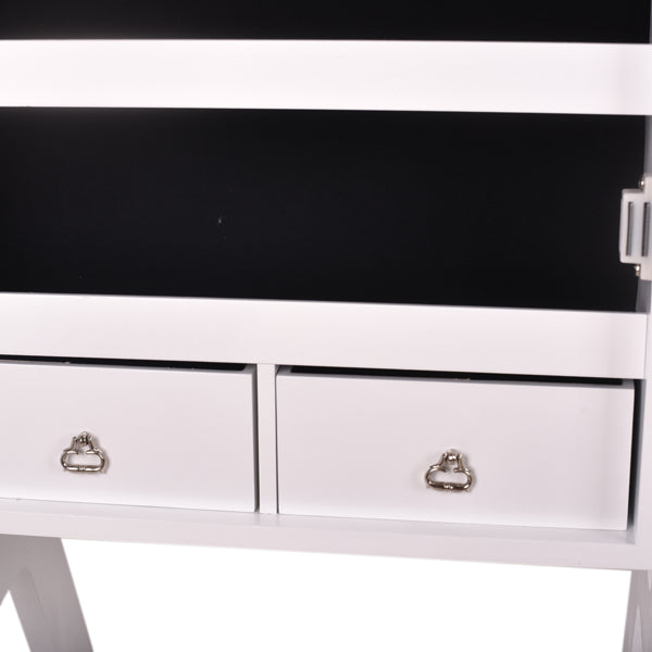 Makeup Mirror Cabinet 2-Pull 4-Layer Jewelry Storage Cabinet White