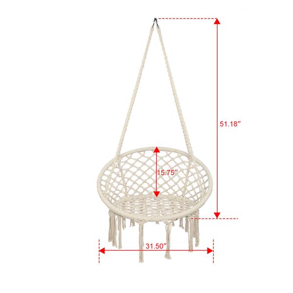 Round Tassel Cotton Sling Beige Hanging chair