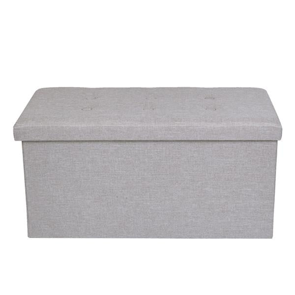 Practical Hessian Rectangle Shape Surface with Leather Button Footstool White