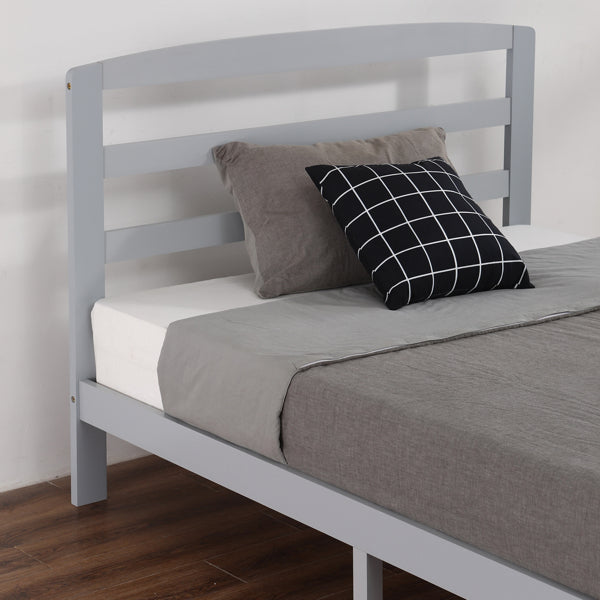 Pine Horizontal Plank Bed Grey 4FT6