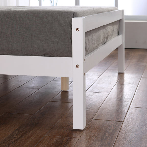Vertical Board Bed Head Horizontal Bar Bed End Solid Wood Bed White 4FT6