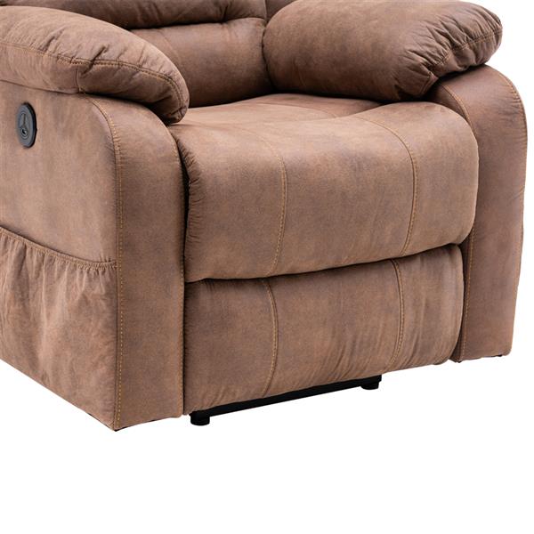 Type C electric lift function chair with massage brown PU combination