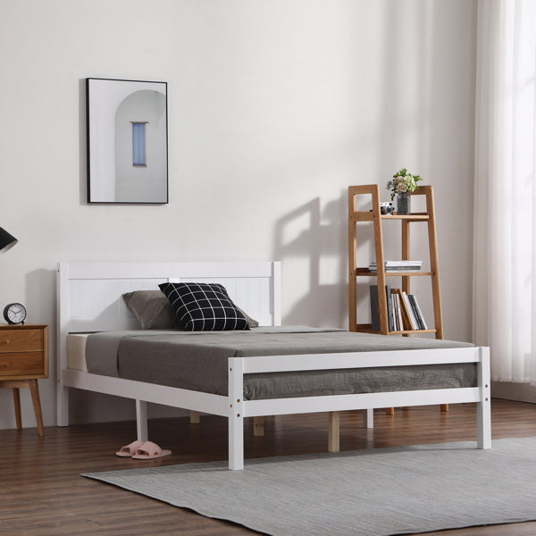 Vertical Board Bed Head Horizontal Bar Bed End Solid Wood Bed White 4FT6