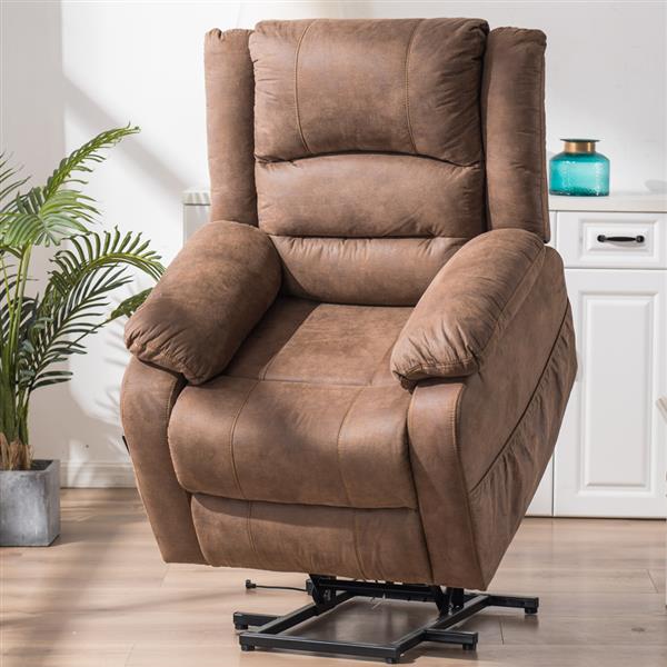 Type C electric lift function chair with massage brown PU combination