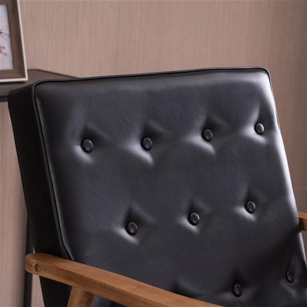 Retro Modern Wooden Single Sofa Chair Black PU