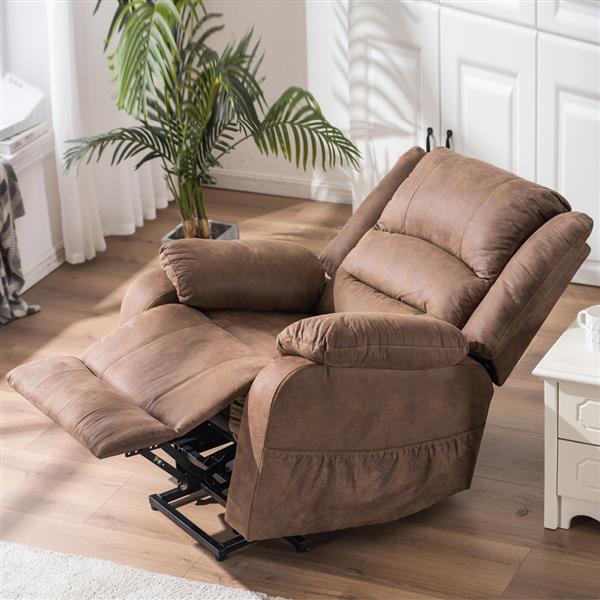 Type C electric lift function chair with massage brown PU combination