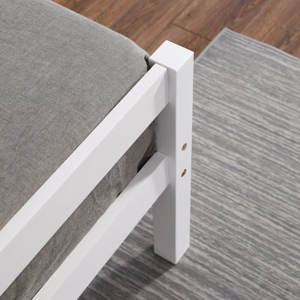 Vertical Board Bed Head Horizontal Bar Bed End Solid Wood Bed White 4FT6