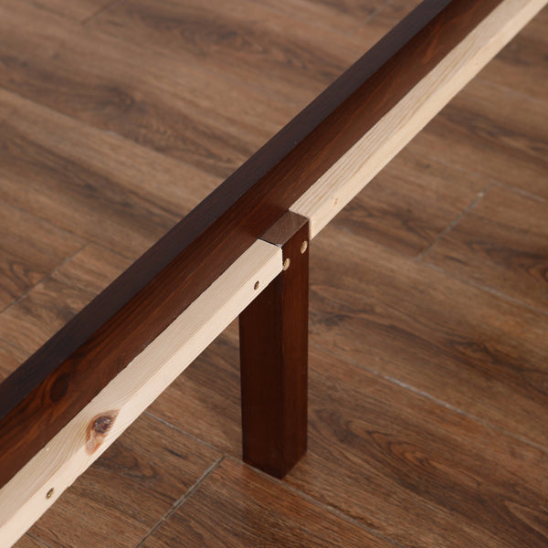 Pine Horizontal Plank Bed Walnut Color 4FT