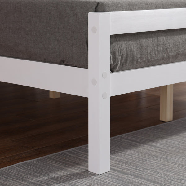 Vertical Board Bed Head Horizontal Bar Bed End Solid Wood Bed White 4FT6