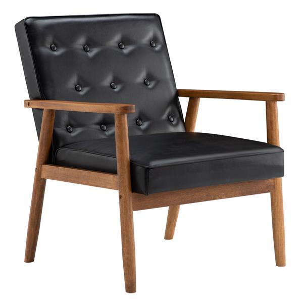 Retro Modern Wooden Single Sofa Chair Black PU