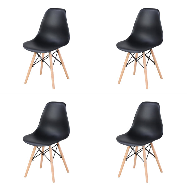 Dining Chairs with Natural Wood Legs & ABS backrest Black