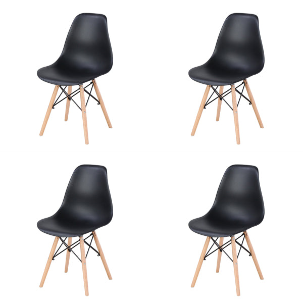 Dining Chairs with Natural Wood Legs & ABS backrest Black