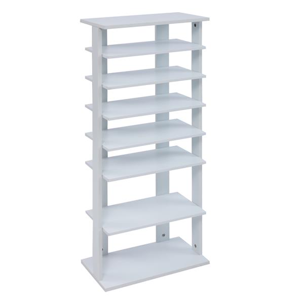 7 Tiers Wooden White Shoes Racks Entryway Shoes Storage Stand