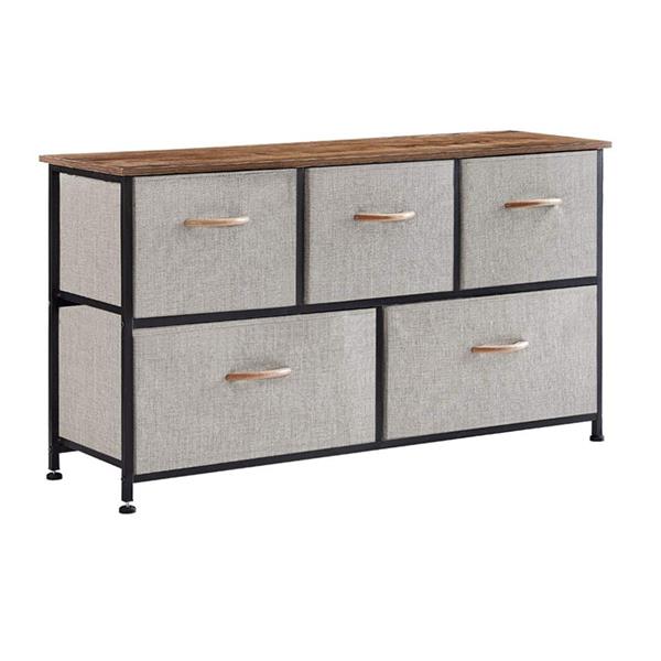 5 Drawer Dresser Tower Unit Storage Organizer Gray