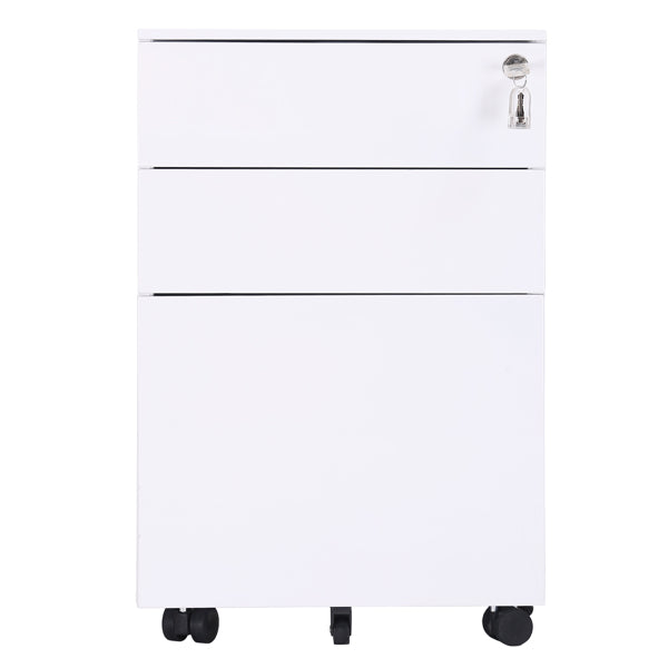 Iron Three Drawers Metal File Cabinet White