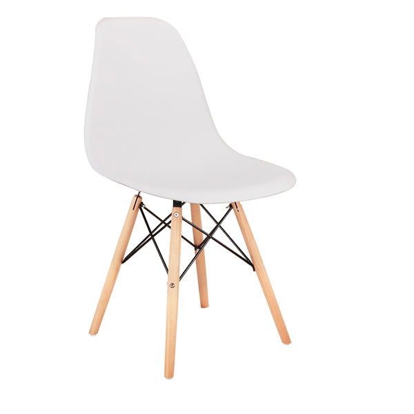 Dining Chairs with Natural Wood Legs & ABS backrest White