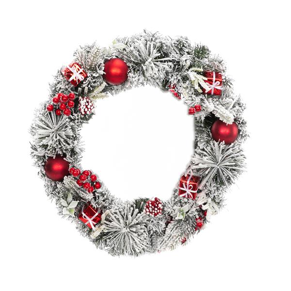 Christmas Wreath Decorated With a Snow-White Effect Apple Gift Box