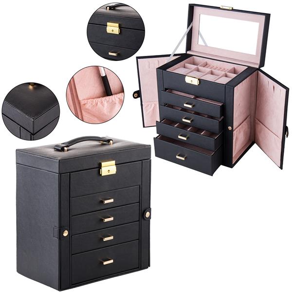 Double-Opening 5-Layer Jewelry Storage Box