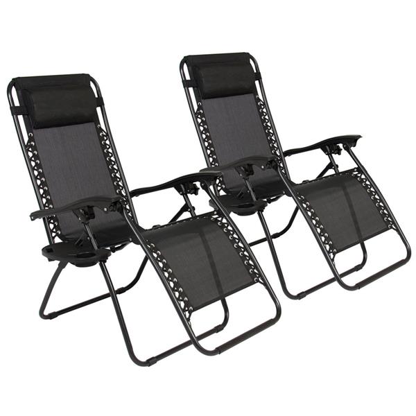 2pcs Plum Blossom Lock Portable Folding Chairs Black