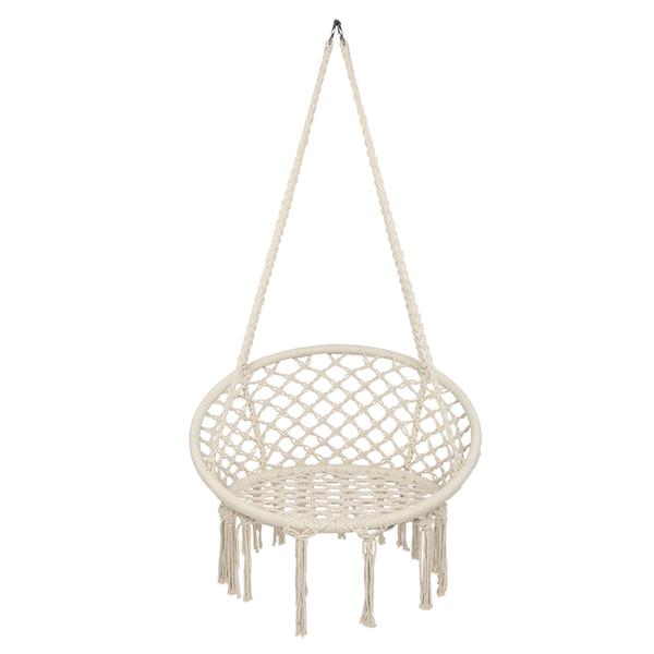 Round Tassel Cotton Sling Beige Hanging chair