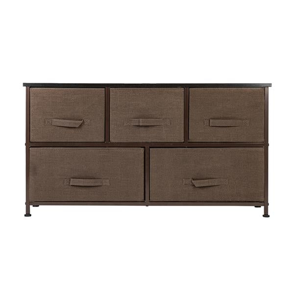 2-Tier 5 Drawer Dresser Tower Unit Storage Organizer Brown