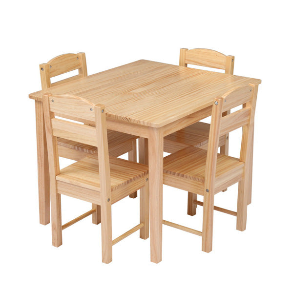 5pcs/set Kids Wooden Pine Table Desk And Chair Set